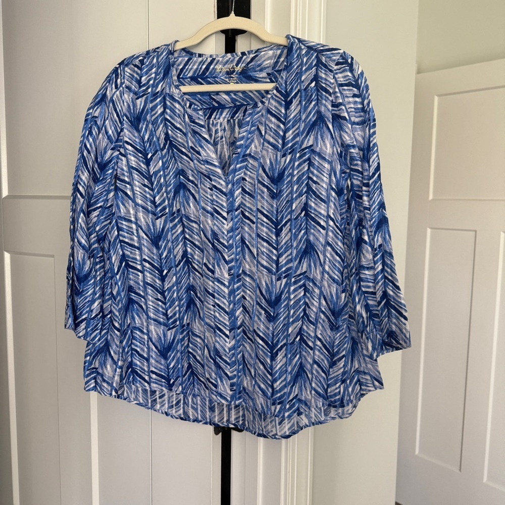 Lilly Pulitzer Blue Cotton Top V Neck